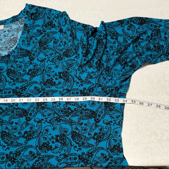 Woman Within Teal and Black Floral‎ Paisley Tunic Size 5X, EUC - Picture 5 of 10